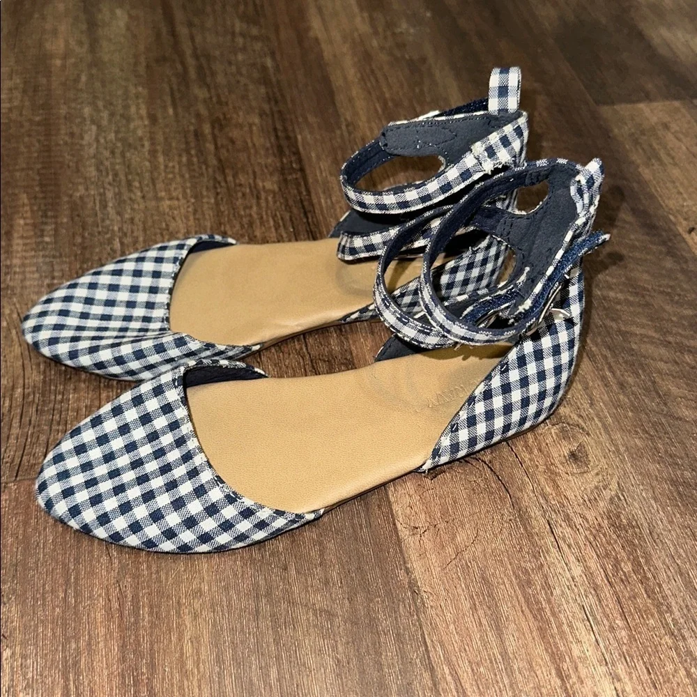 OLD NAVY Girls Gingham Plaid Navy & White Shoes size 11 EUC